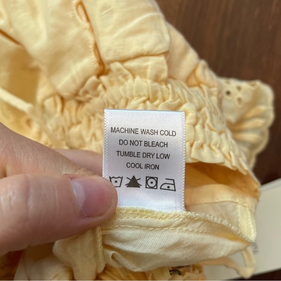 NWT Tularosa Stella Crop Top in Butter Yellow Ruffle Embroidered Smocked XXS - Picture 9 of 11